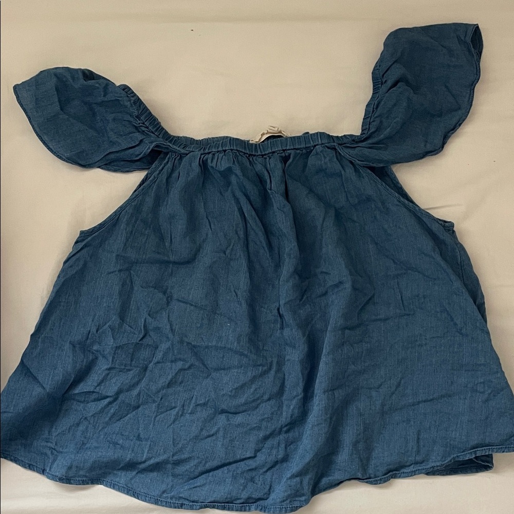 Madewell XS Blue Off-Shoulder Top
